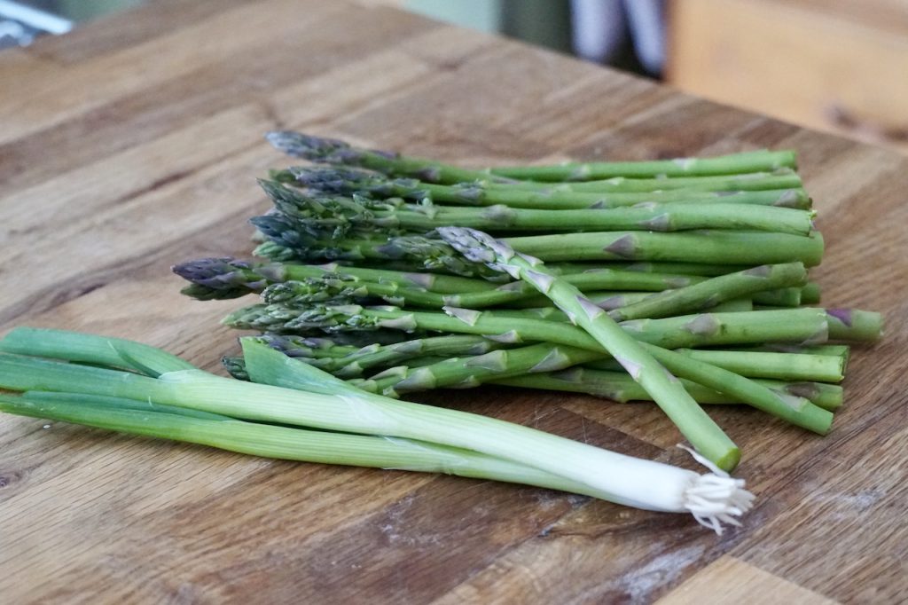 Fresh asparagus and green onions