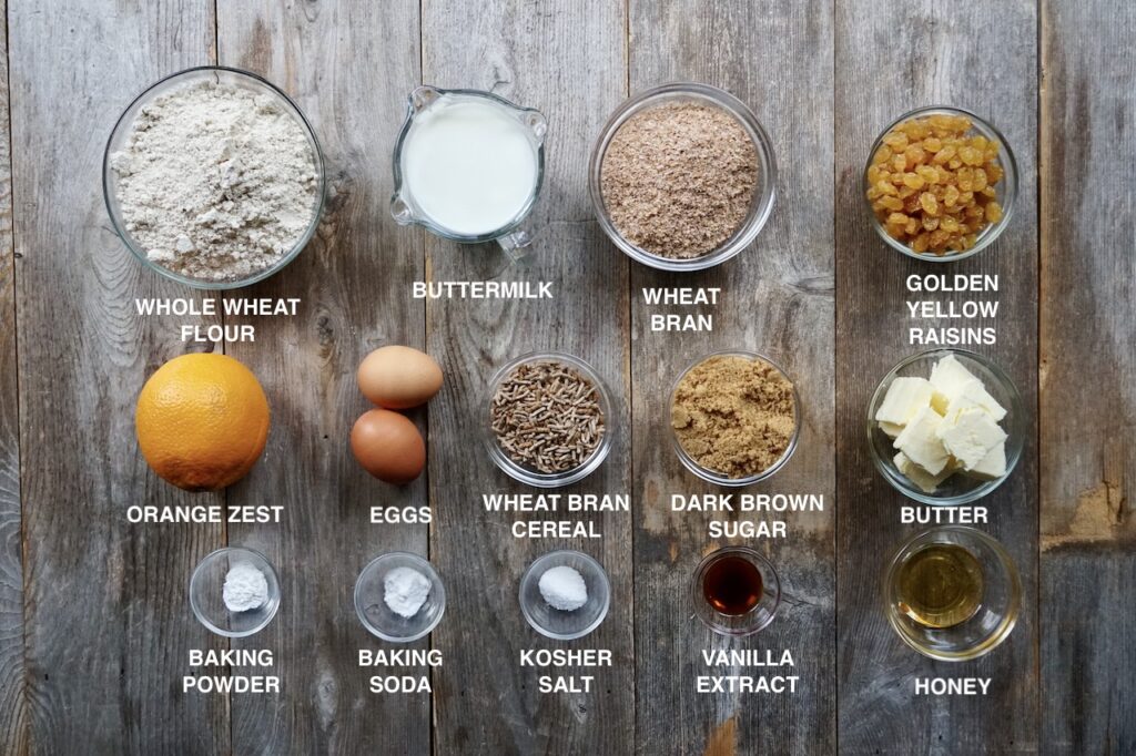 Ingredients for Bran and Raisin muffins