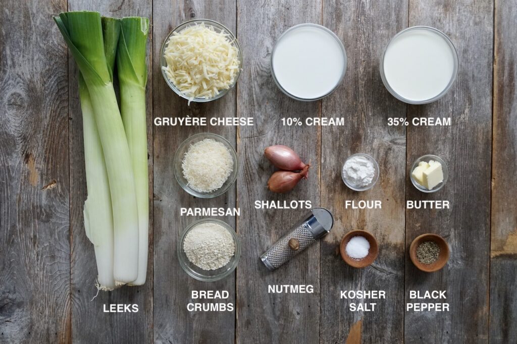 The ingredients you'll need to make Leeks in Creamy Cheese Sauce.
