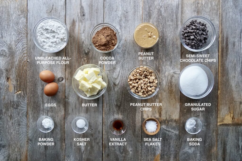 Ingredients for Peanut Butter Chocolate Chip Cookies