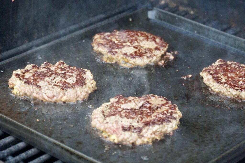 Smash burgers on the griddle