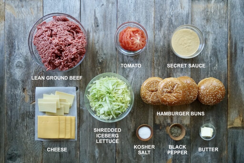Ingredients for smash burgers
