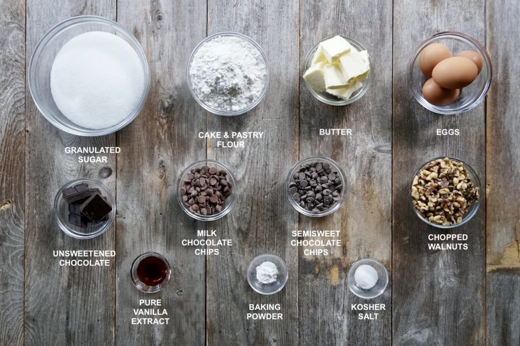 Ingredients needed to make Classic All-American Brownies