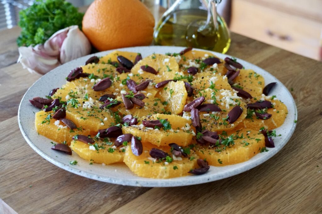 simple orange and black olive salad