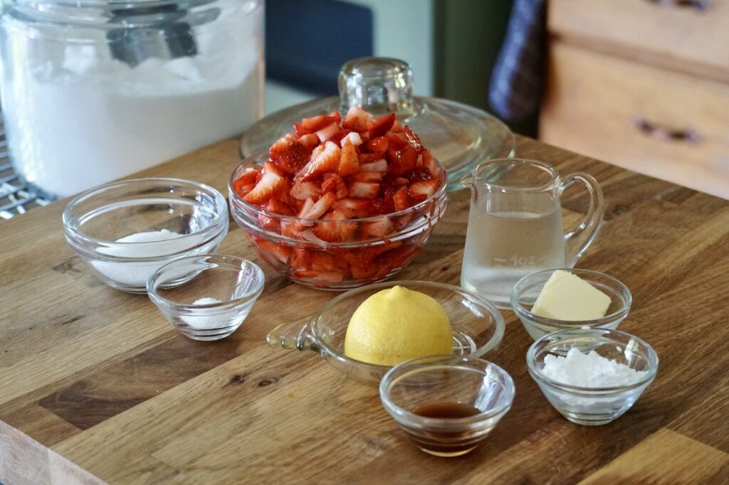 The ingredients for the strawberry filling