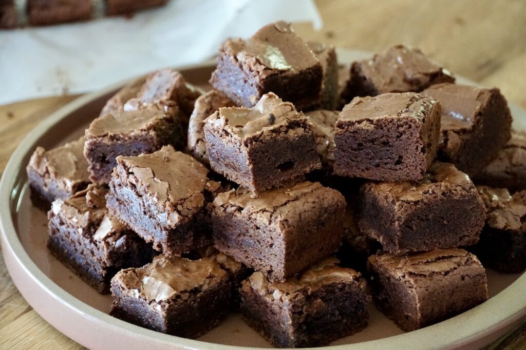 A plate of homemade fudgy brownies