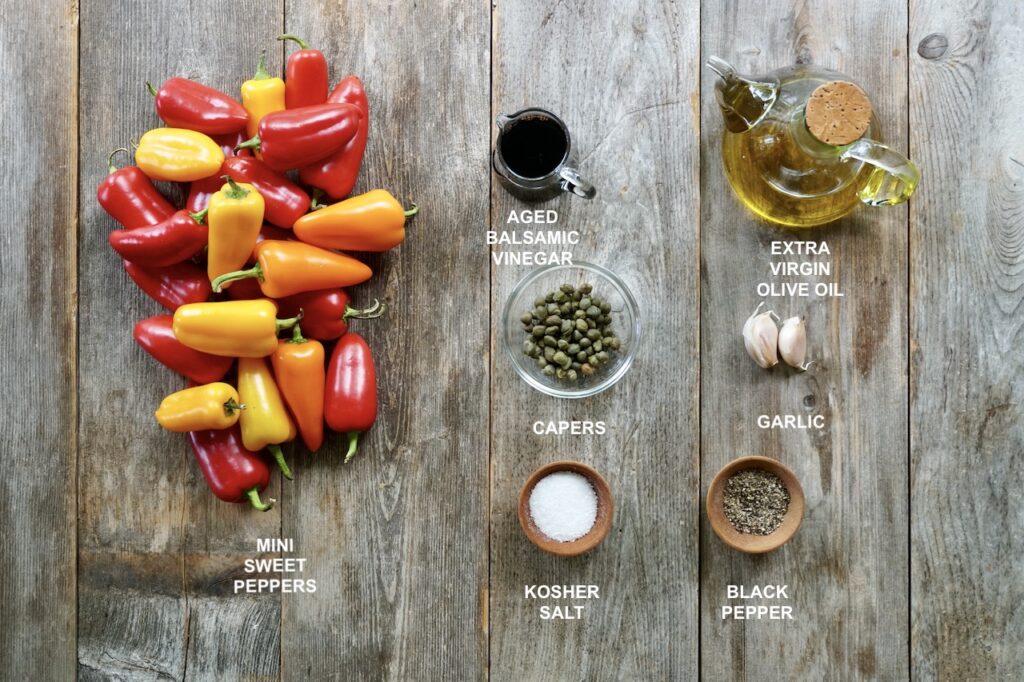 The ingredients you'll need to make these grilled mini sweet peppers