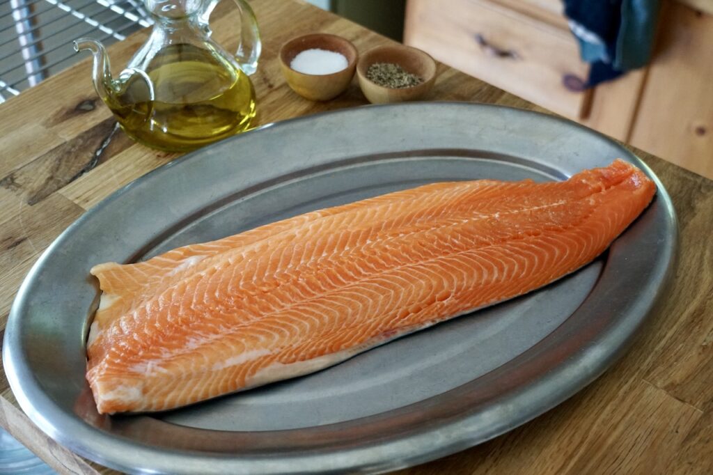 A 30 ounce fillet of fresh Arctic char.