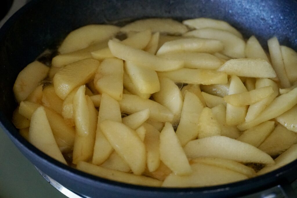 Honeycrisp apples sauteed with butter, sugar, spices and lemon juice