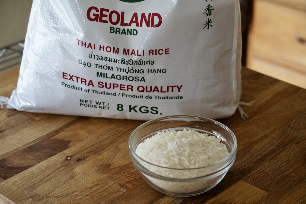 A large bag of Thai Hom Mali Rice