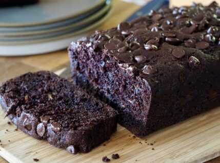 A slice of the Chocolate Zucchini Loaf