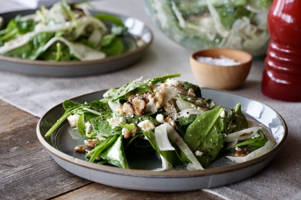 Spinach and Fennel Salad served as a side dish.