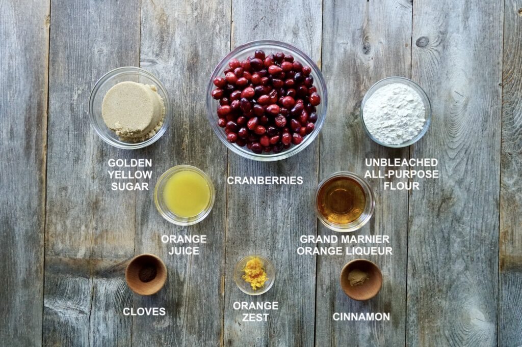 Ingredients for the Cranberry Cobbler wth Orange Grand Marnier Sauce