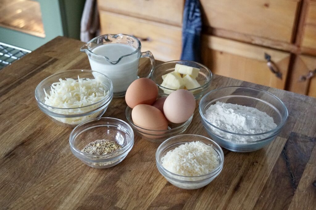 The ingredients for the pâte à choux pastry.