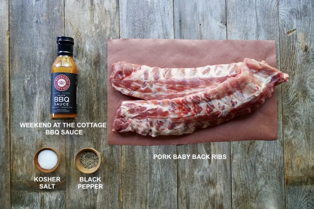 Ingredients for tender pork ribs with BBQ Sauce