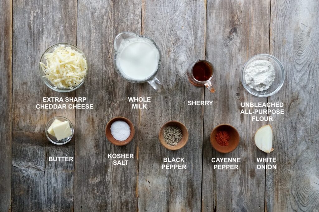 The ingredients needed to make a Mornay sauce from scratch.