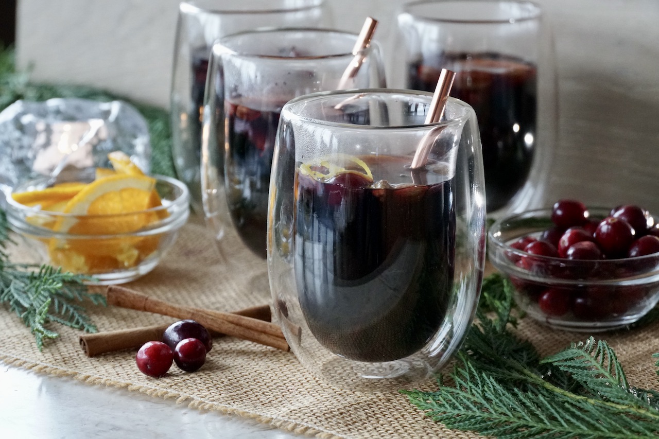 Steaming glasses of Mulled Wine Punch