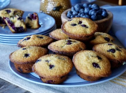 Fresh Blueberry Corn Muffins.