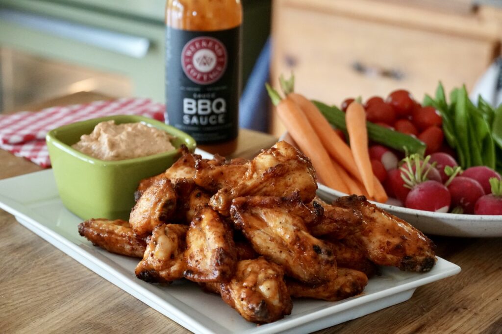 Oven-Baked Chicken Wings tossed in our original BBQ SAUCE.