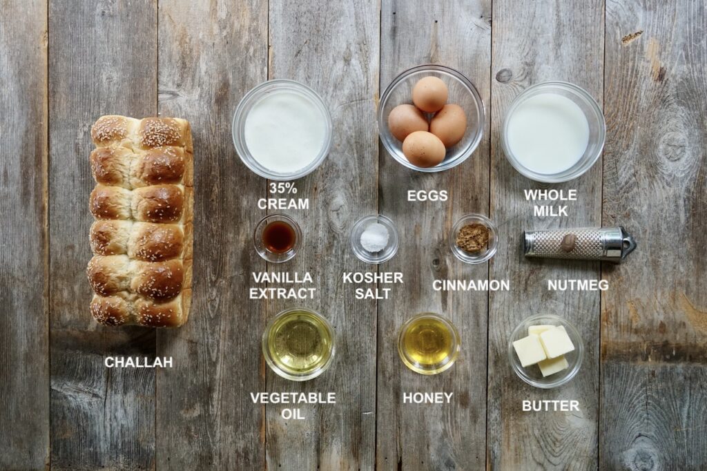 The ingredients needed to make this Perfect French Toast Recipe.