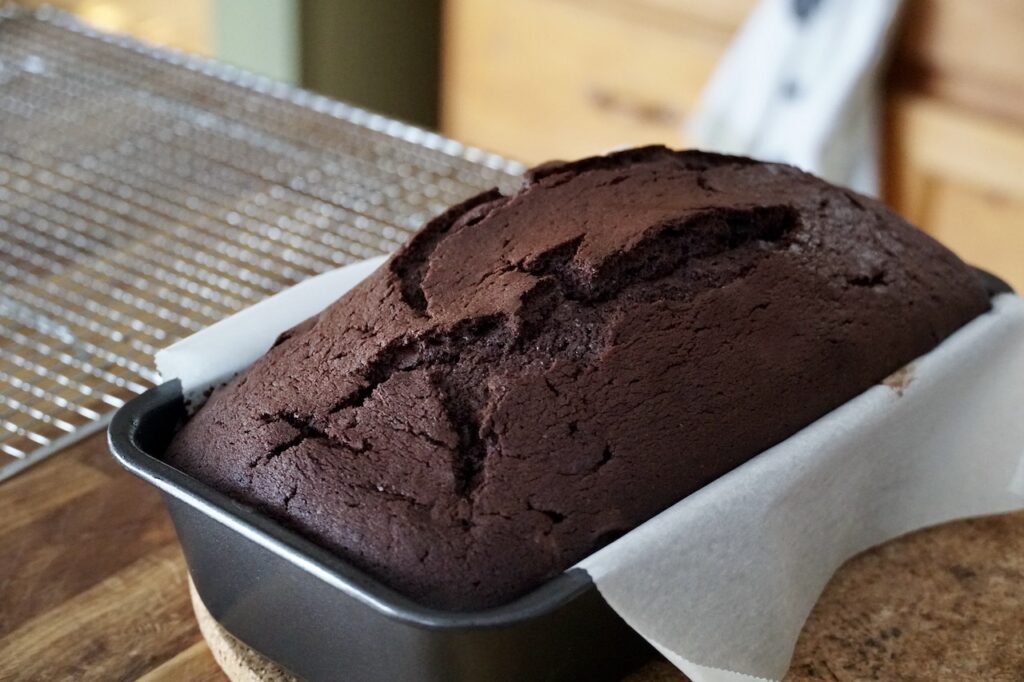 The CHOCOLATE MOCHA POUND CAKE fresh out of the oven.