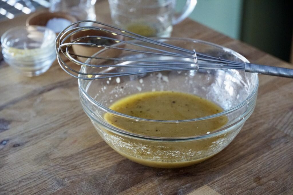 The simple vinaigrette whisked together.