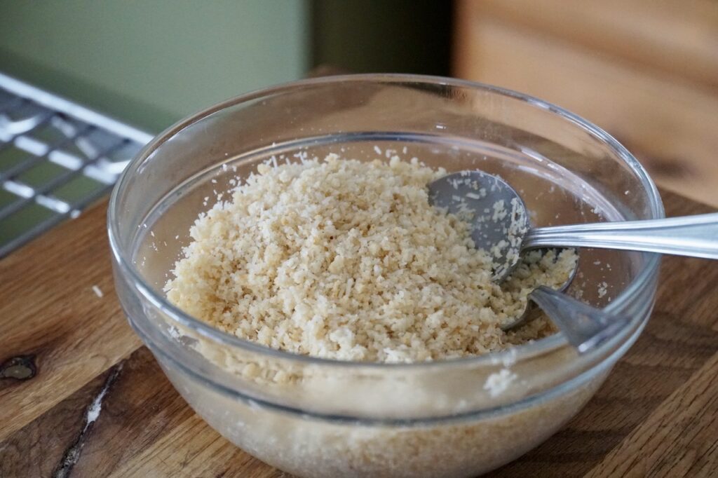 The toasted panko crumbs stirred up with Parmesan cheese.