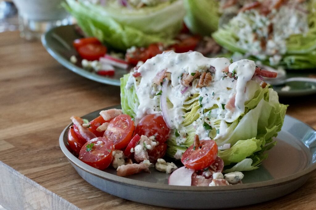 CLASSIC WEDGE SALAD with Blue Cheese Dressing.