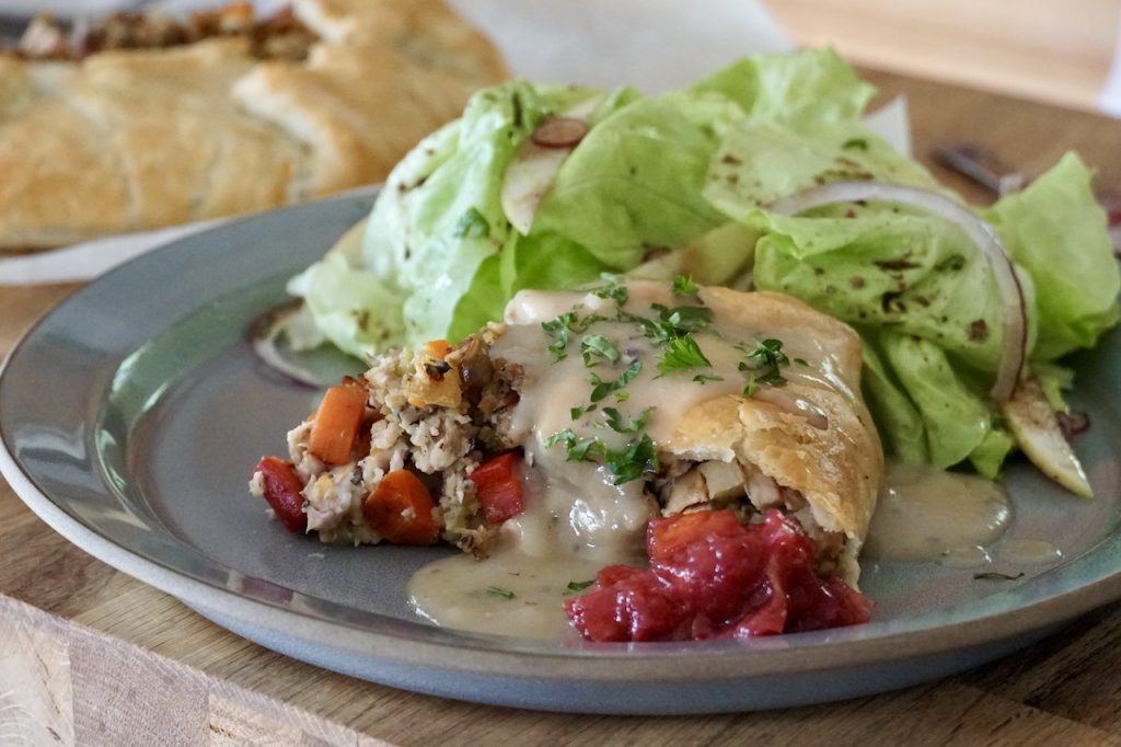 A Turkey Galette recipe made with Turkey Leftovers.