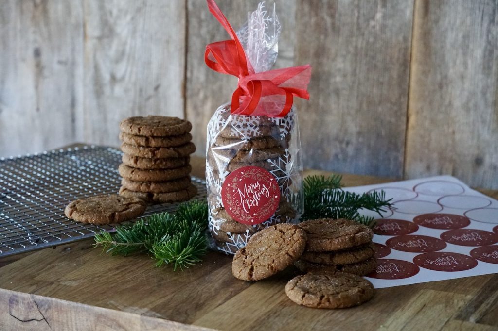Soft and chewy ginger cookies wrapped up as gifts..