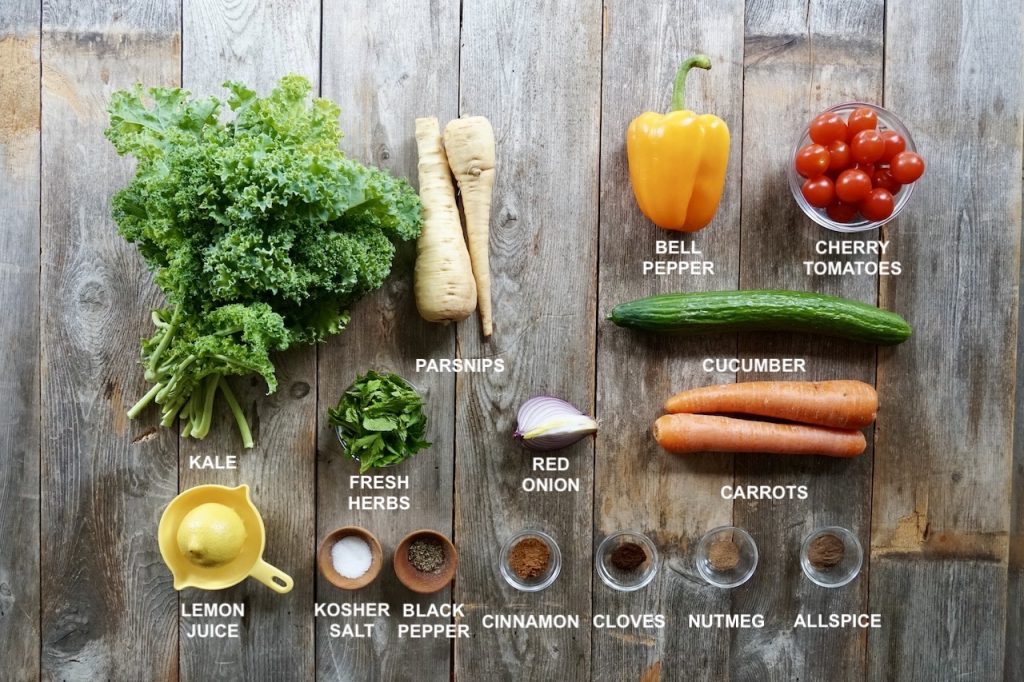 All of the ingredients needed to make thew Healthy Slaw Recipe.