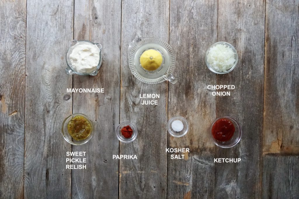 The various ingredients needed to make a delicious Homemade Thousand Island Dressing.