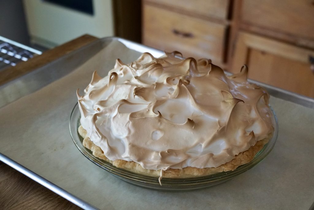 A homemade Lemon Meringue Pie recipe, fresh from the oven.