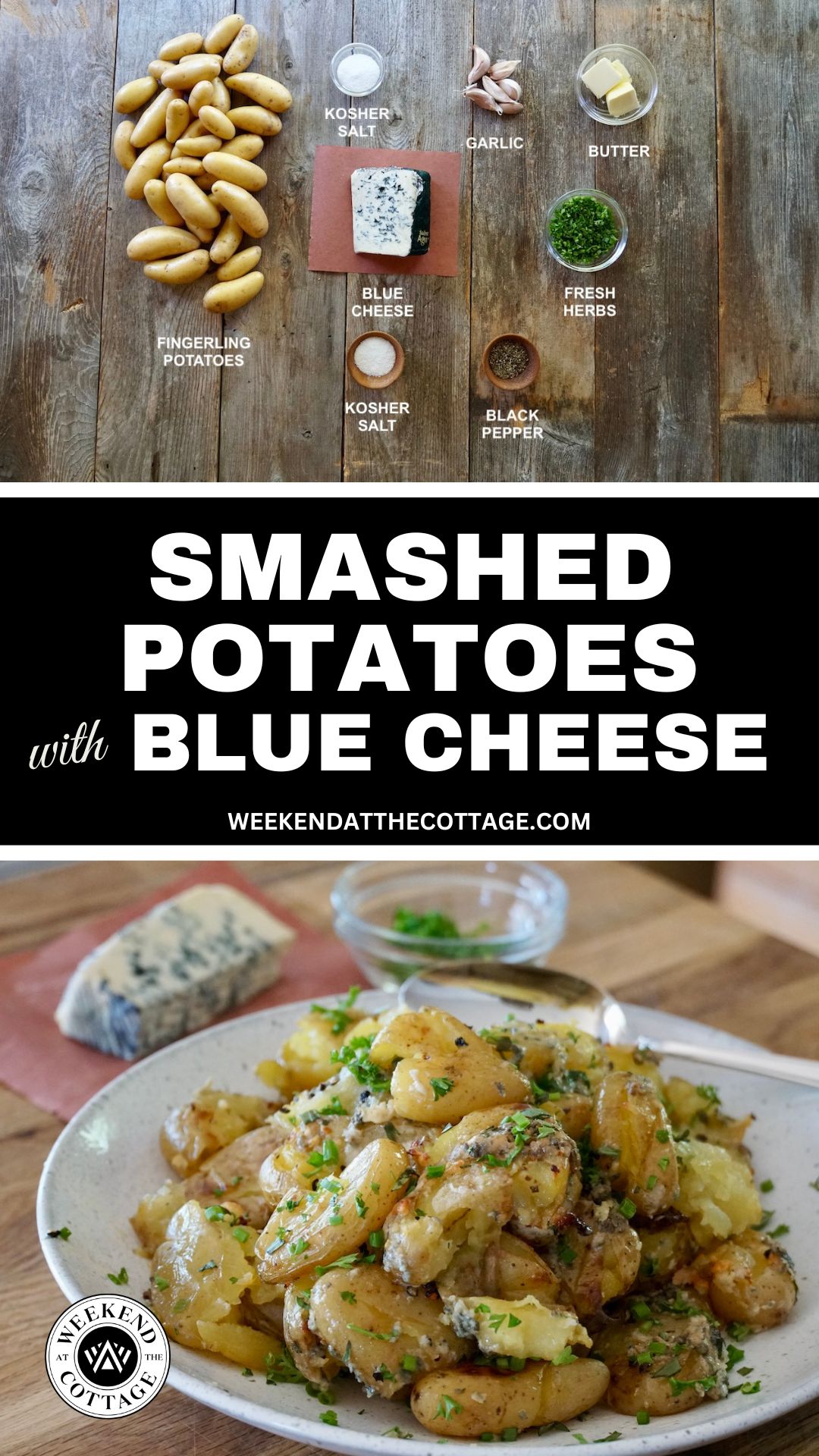 Smashed Potatoes with Blue Cheese