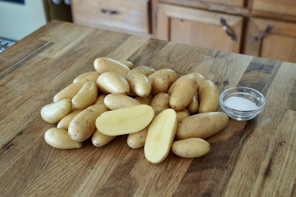A pile of fingerling potatoes.