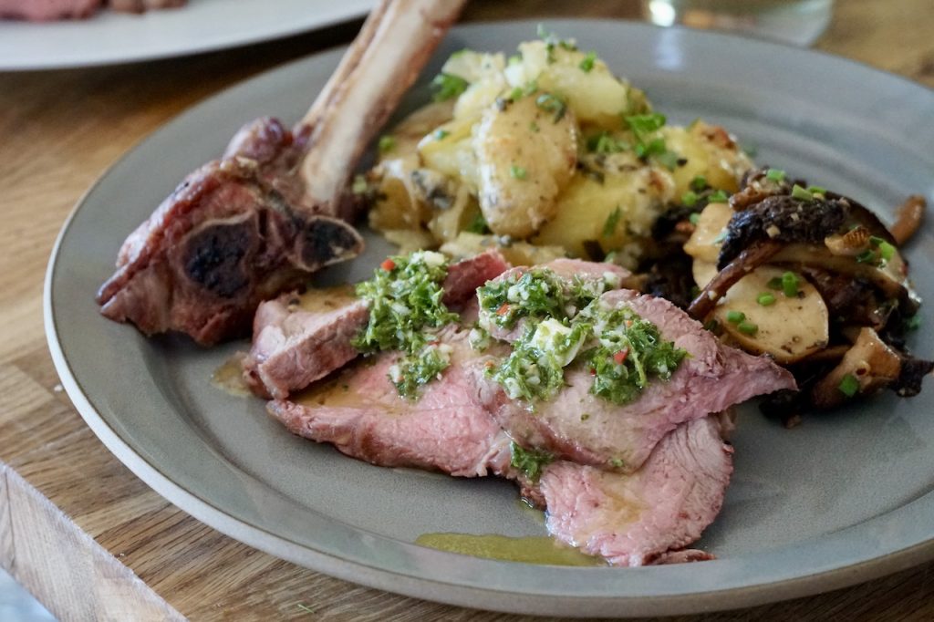Grilled Veal Rib Chops with Chimichurri.