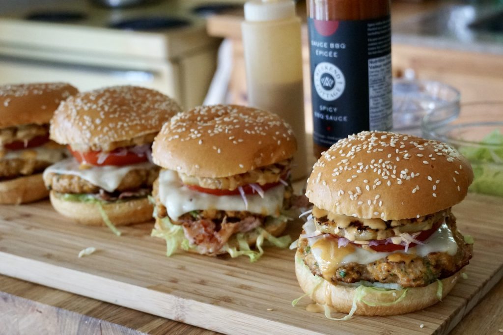 Grilled Hawaiian Chicken Burgers.