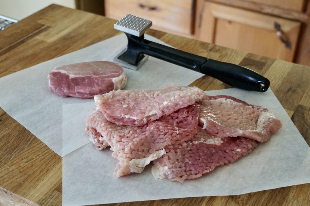 This slices of tenderized pork loin.