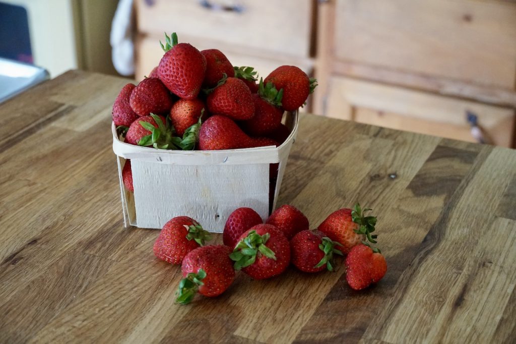 Freshly picked strawberries.
