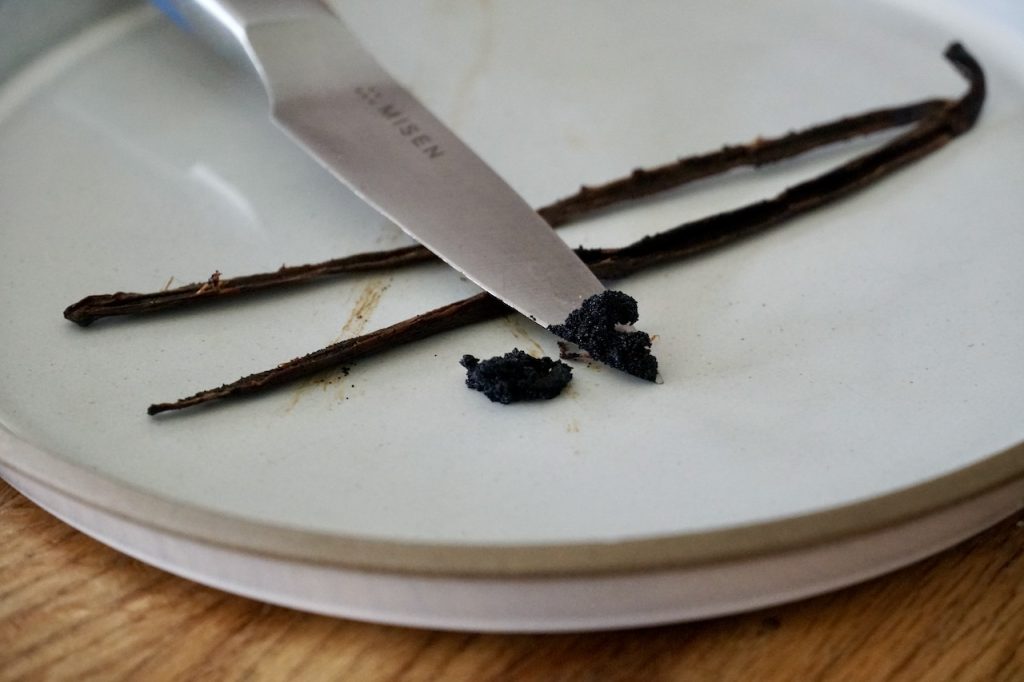 Vanilla extracted from a vanilla bean.