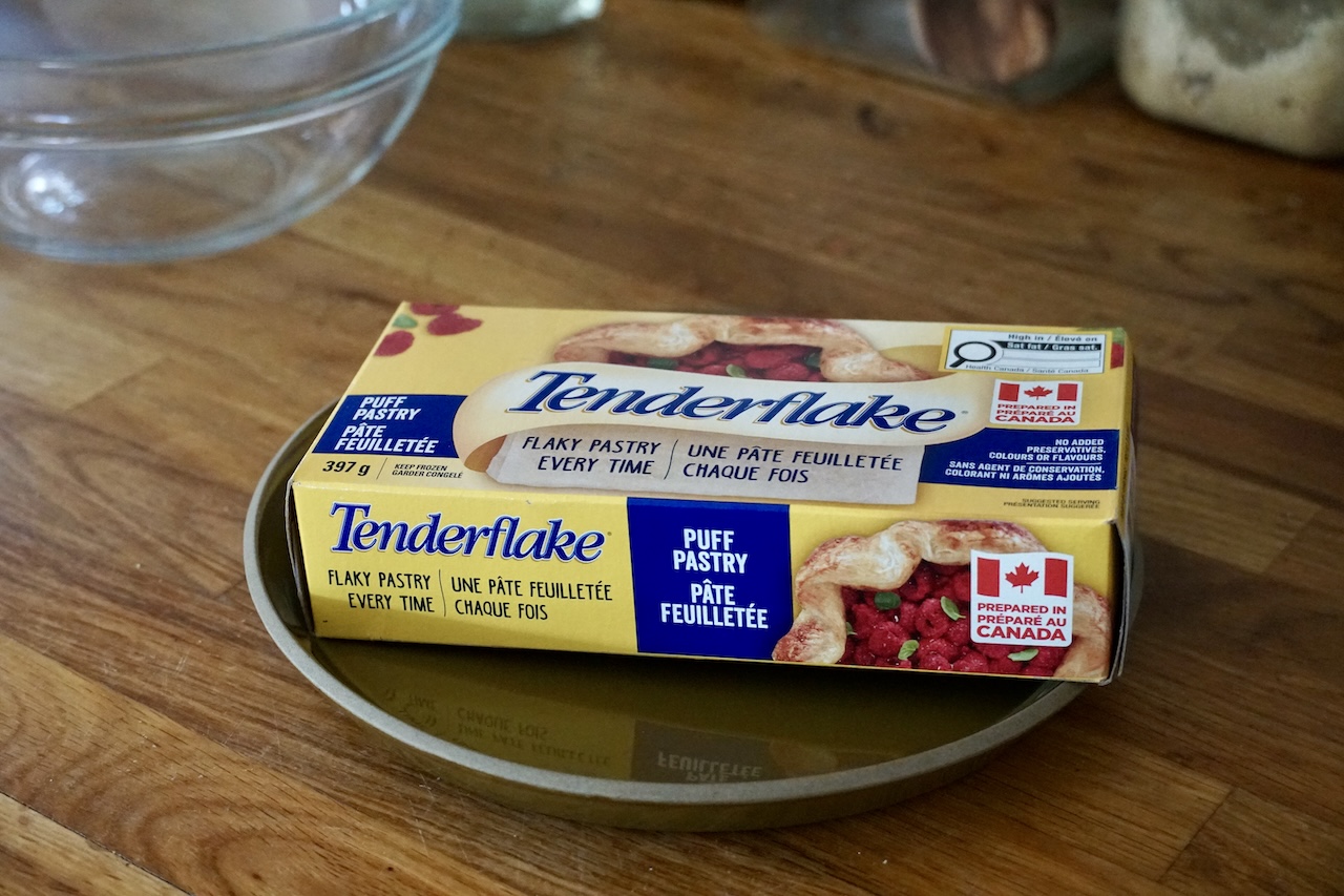 A box of store-bought puff pastry.