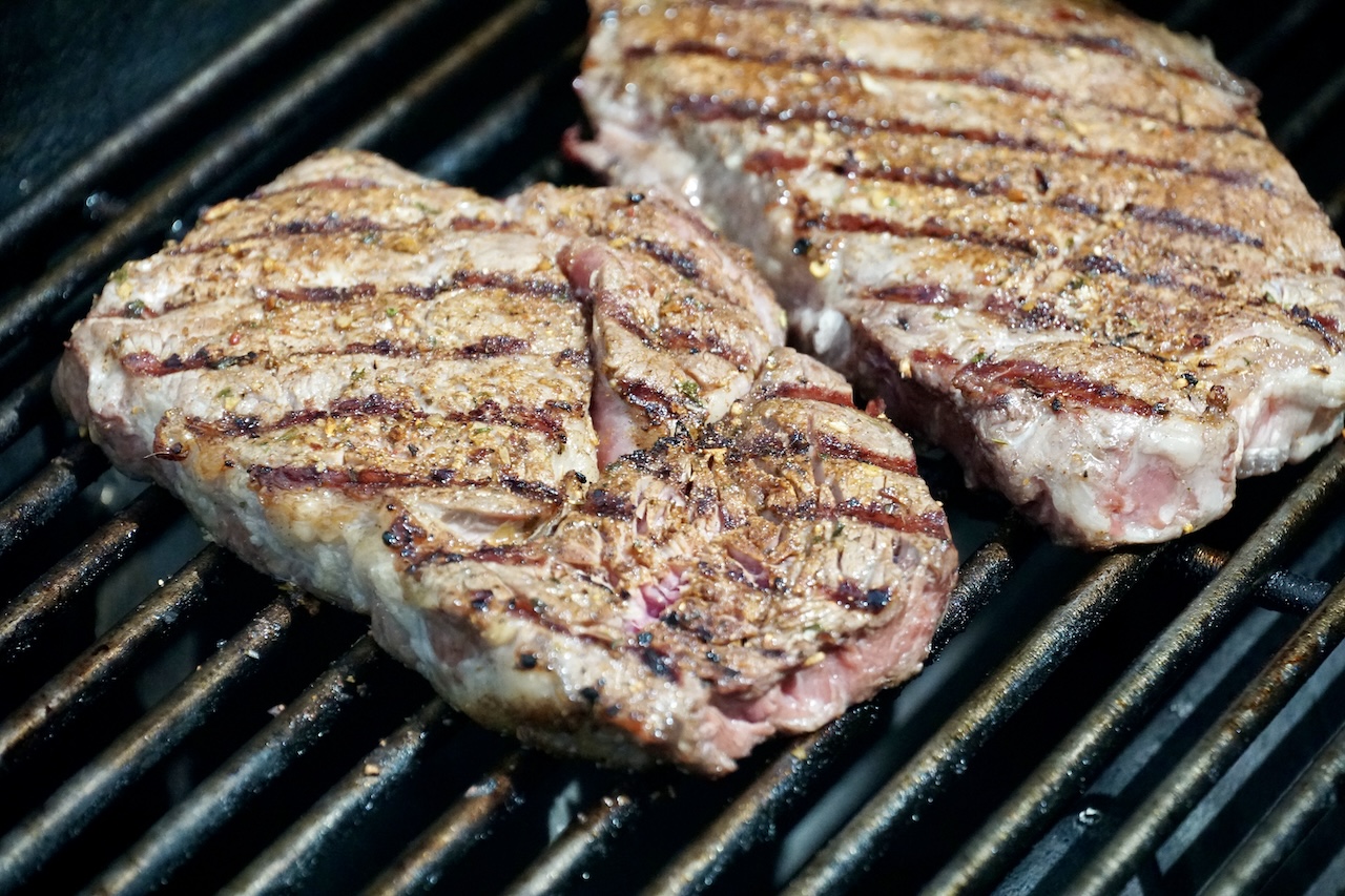The steaks grilled perfectly on a hot grill.