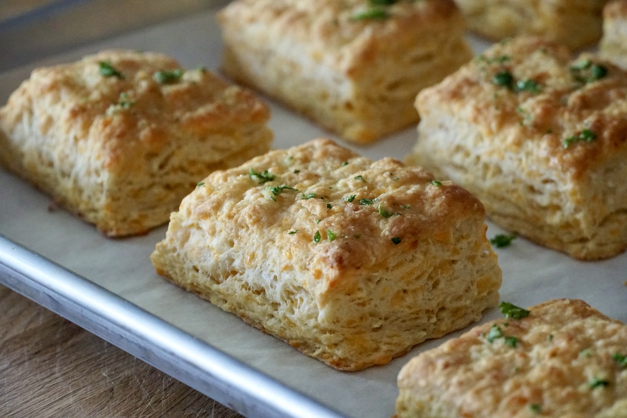 Apple-cheddar biscuits fresh from the oven.