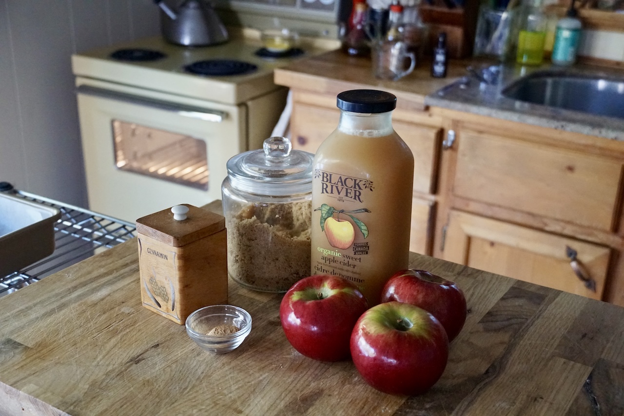 The ingredients that flavour the apple filling include apple cider, dark brown sugar, kosher salt and cinnamon.