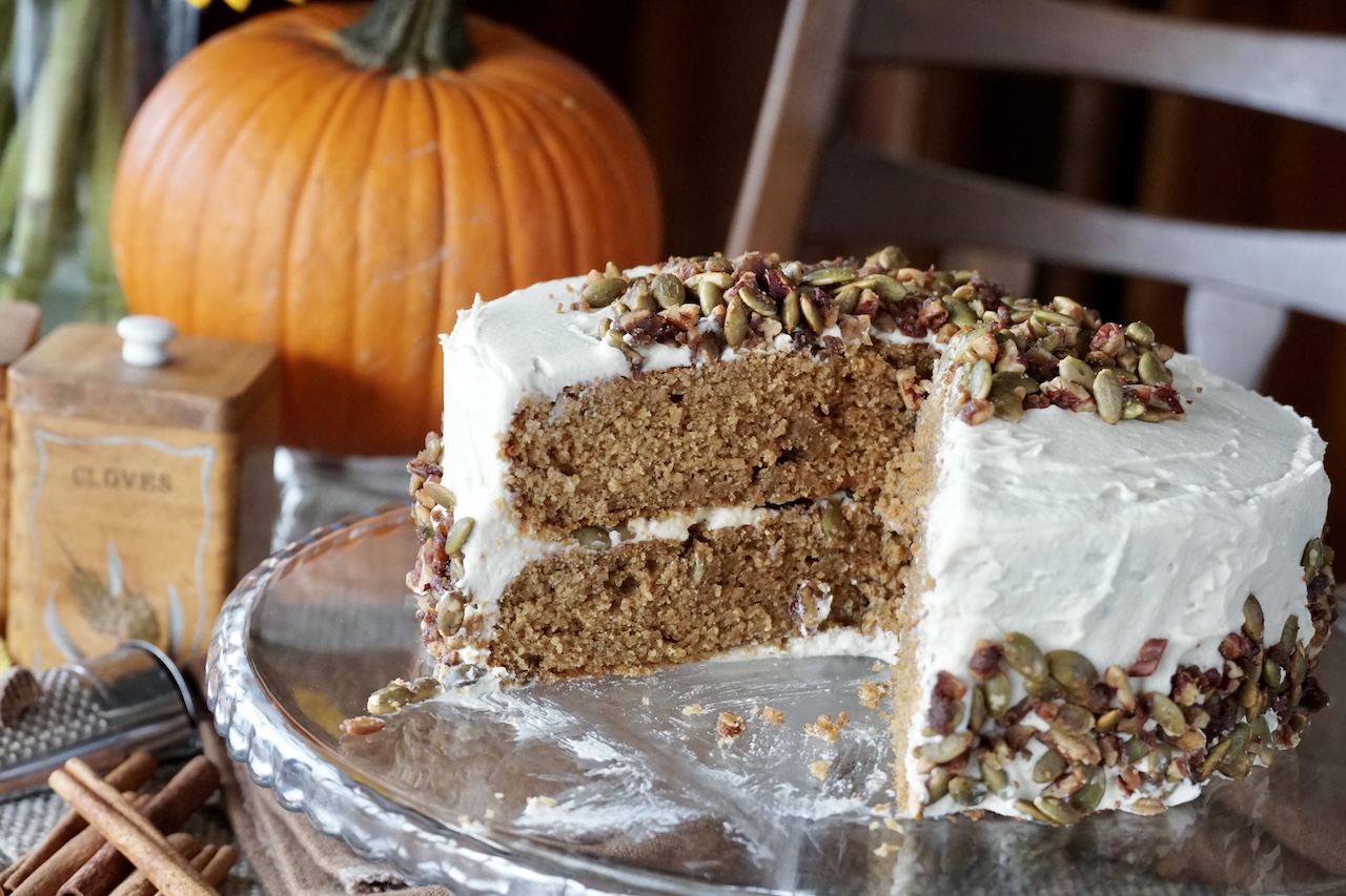 the Spiced Pumpkin Cake served.
