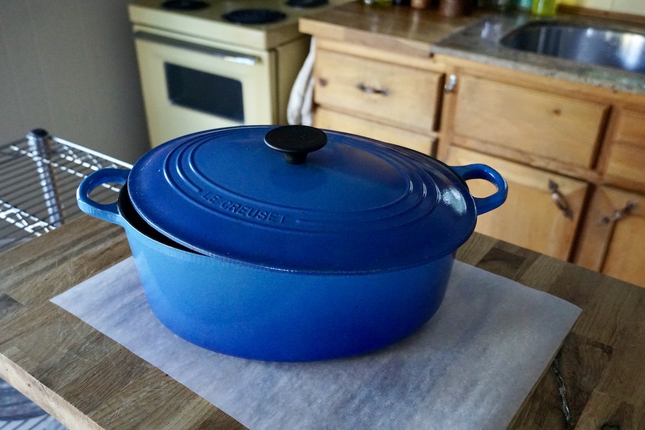 An 8-quart Dutch oven plus a piece of parchment paper.