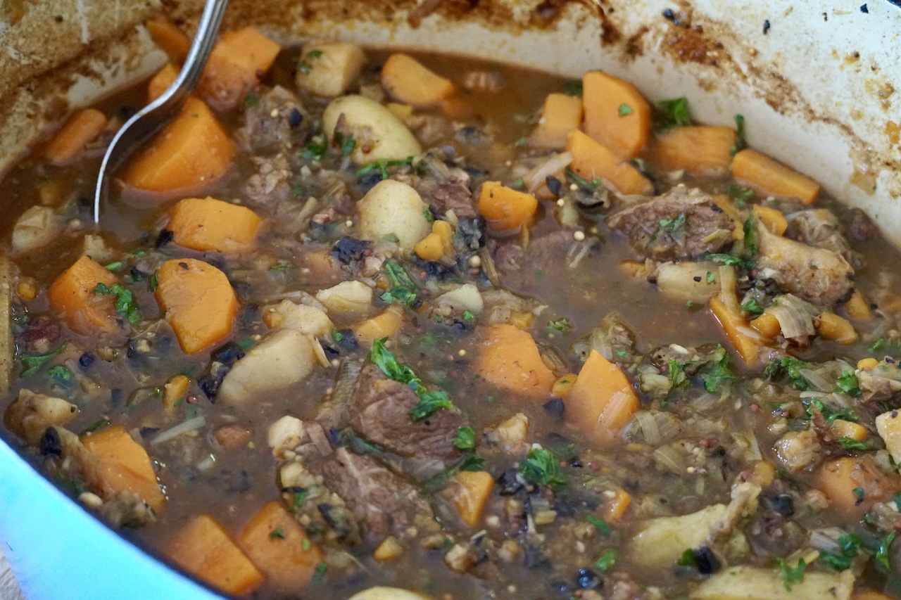 The veal stew sprinkled with freshly chopped parsley.